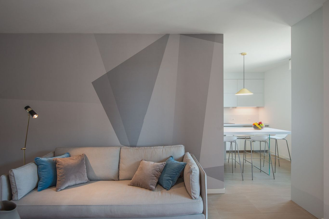 Esempio di living del cantiere Abitare Trilogia Navile progettato da Gabetti Home Value.