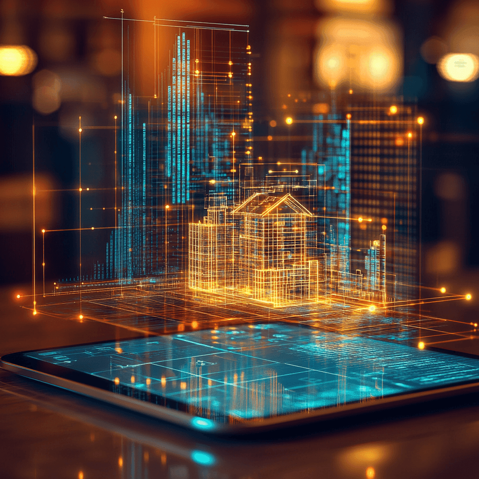 Modello 3D immobiliare generato da tablet, frutto del lavoro degli esperti in data intelligence e intelligenza artificiale di Gabetti Home Value.